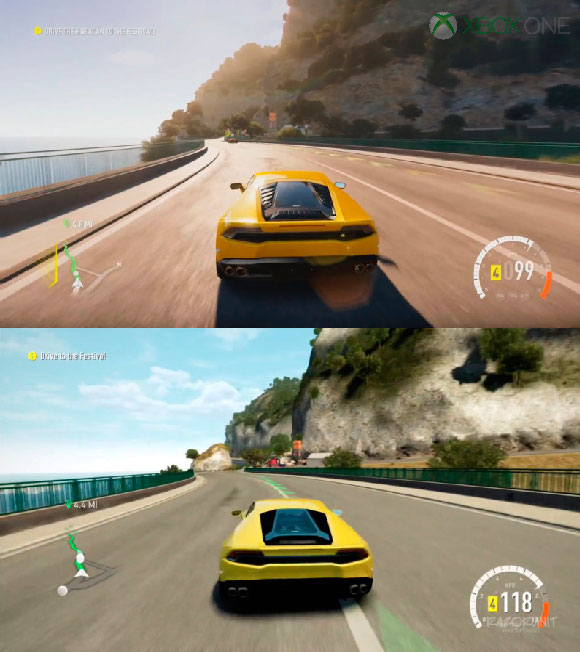 La reslución, distancia de dibujado, iluminación o polígonos se unen a 1080p en Forza Horizon 2 de Xbox One. La reslución, distancia de dibujado, iluminación o polígonos se unen a 1080p en Forza Horizon 2 de Xbox One.