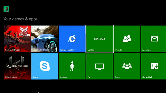 Game DVR y Upload son accesibles desde el menú de juegos y aplicaciones de Xbox One, pero también pueden abrirse como aplicaciones anclables.