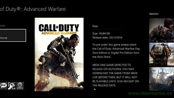 Casi 50GB... Un requisito para Call of Duty Advanced Warfare.