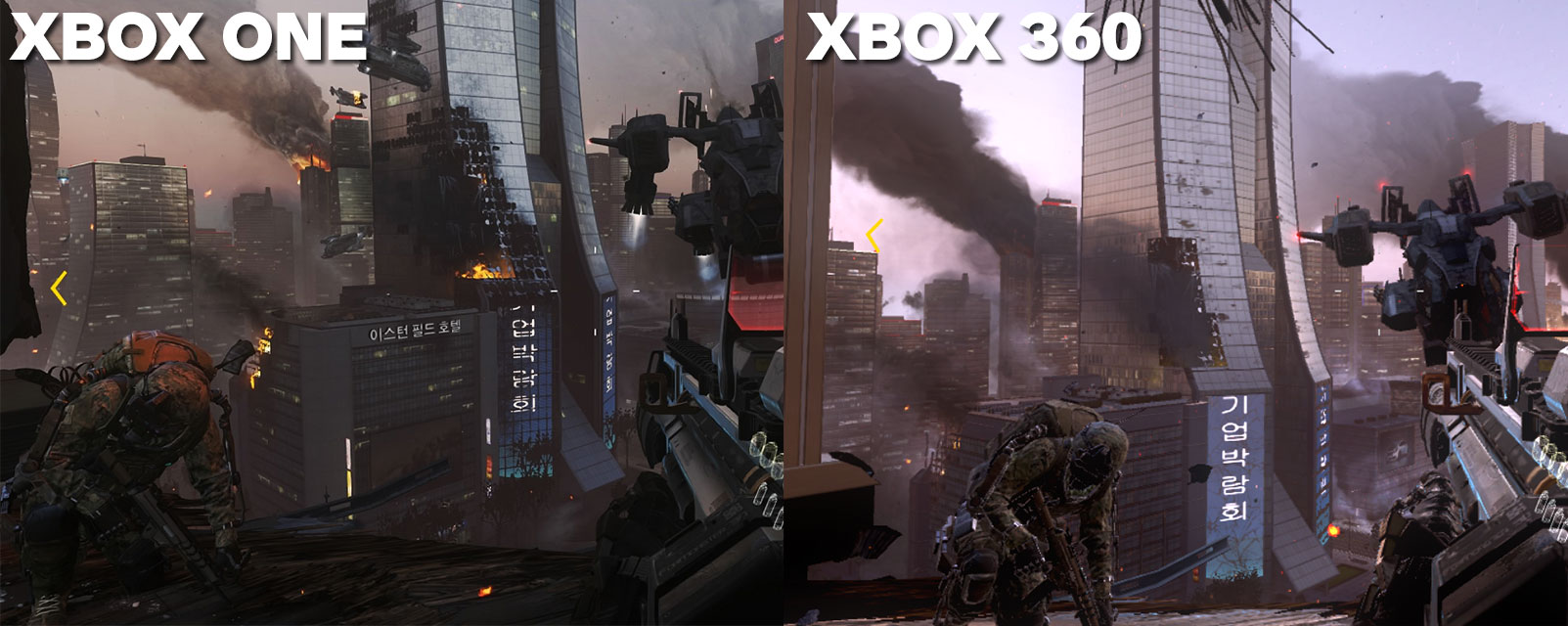 La comparativa de Call of Duty Advanced Warfare nos hace fijarnos, primero, en los efectos de partículas. La comparativa de Call of Duty Advanced Warfare nos hace fijarnos, primero, en los efectos de partículas.