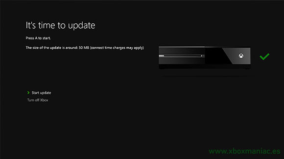 En todos los idiomas, ya es habitual, la pantalla de las actualizaciones de Xbox One en 2014.