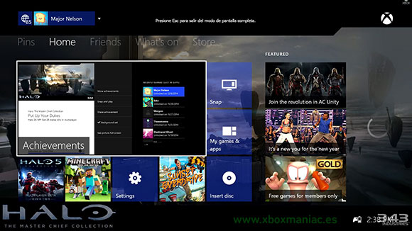 La actualización de febrero 2015 para Xbox One añade transparencias a la interfaz. La actualización de febrero 2015 para Xbox One añade transparencias a la interfaz.