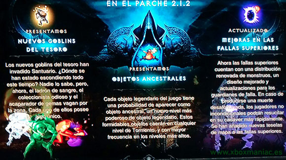 Novedades que verás en la versión 2.1.2 de Diablo 3 Reaper of Souls en Xbox One. Novedades que verás en la versión 2.1.2 de Diablo 3 Reaper of Souls en Xbox One.