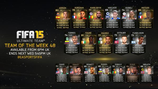 Equipo de la semana 48 de Fifa Ultimate Team en FIFA 15. Equipo de la semana 48 de Fifa Ultimate Team en FIFA 15.