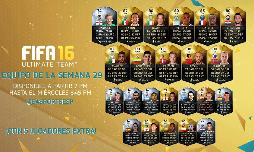 FIFA 16 Ultimate Team Semana 29 esta lidera por dos verdaderos peloteros: Eriksen y James. FIFA 16 Ultimate Team Semana 29 esta lidera por dos verdaderos peloteros: Eriksen y James.