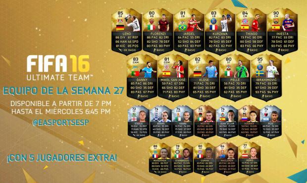 FIFA 16 Ultimate Team Semana 27 está liderado por Ibra y Andrés Iniesta.