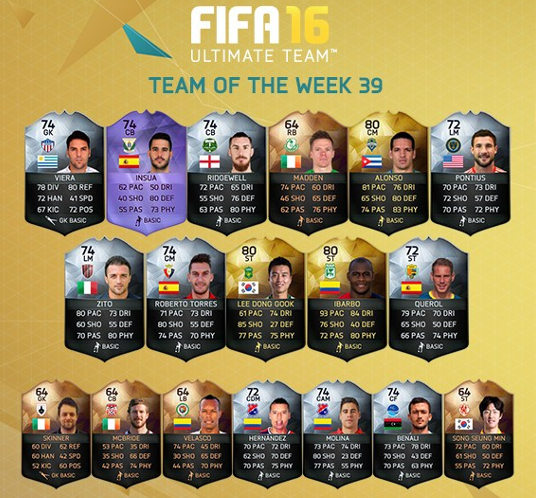 FIFA 16 Ultimate Team Semana 39