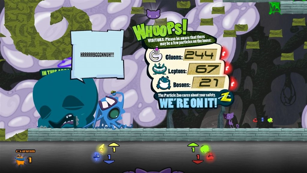 Hay polis, Quarks sueltos, malos y mucho humor junto al análisis de Schrödinger's Cat and the Riders of the Lost Quark. Hay polis, Quarks sueltos, malos y mucho humor junto al análisis de Schrödinger's Cat and the Riders of the Lost Quark.