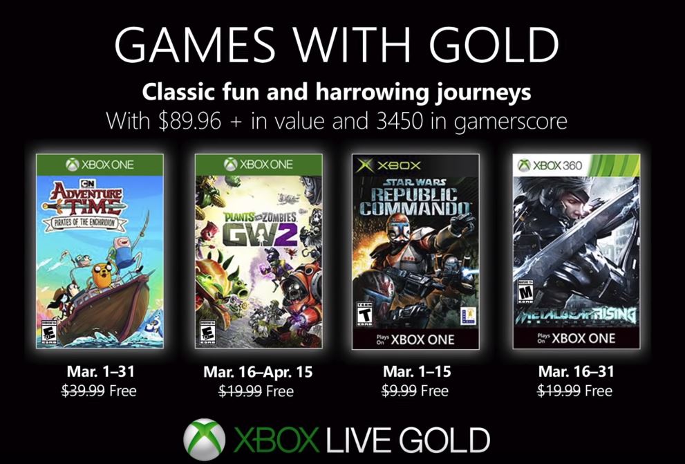 Microsoft nos descubre la colección de Games with Gold demarzo 2019.